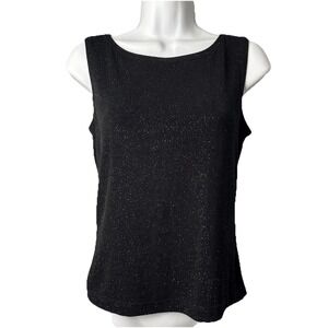 J.B.S. Ltd. Tank Top Women Small Black Glitter Sleeveless Sparkle Made in USA